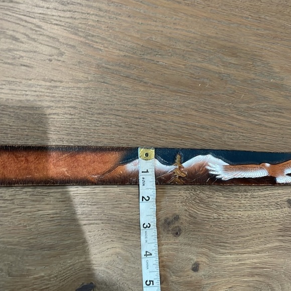 Leegin Vintage Leather Embossed Eagle Belt Size 32 - Picture 5 of 12